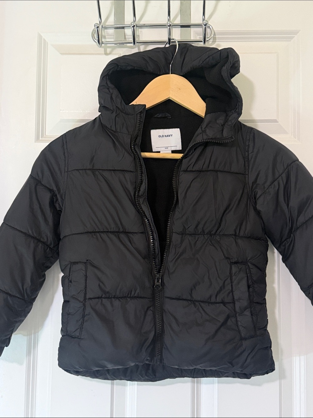 Old Navy Black Hooded Kids Puffer Jacket